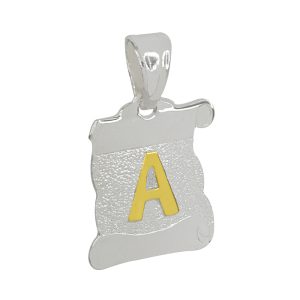 Colgante pergamino letra A plata italiana con oro Brilho