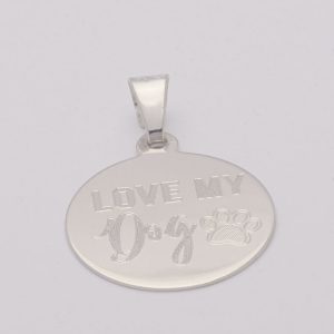 Dije colgante love my dog plata italiana en 2,26gr Brilho