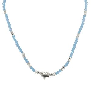 Collar estrella de plata italiana 925 y mostacilla Brilho