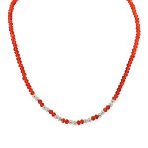 Collar de plata italiana 925 y balines con mostacilla Brilho