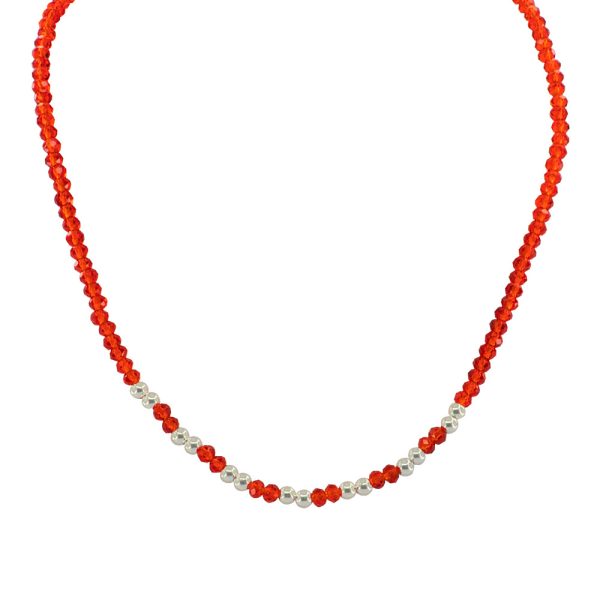 Collar de plata italiana 925 y balines con mostacilla Brilho