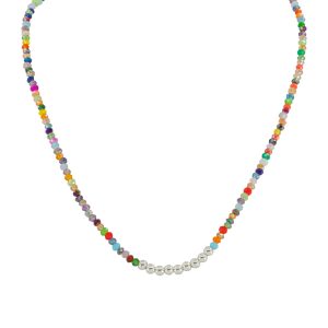 Collar de plata italiana 925 y mostacilla de colores Brilho