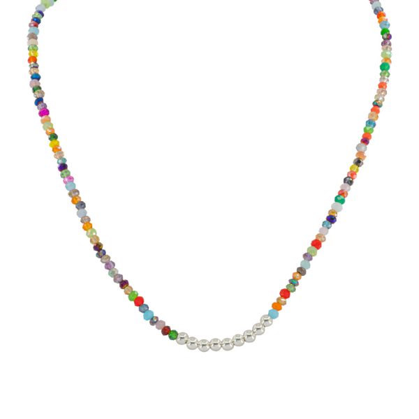 Collar de plata italiana 925 y mostacilla de colores Brilho