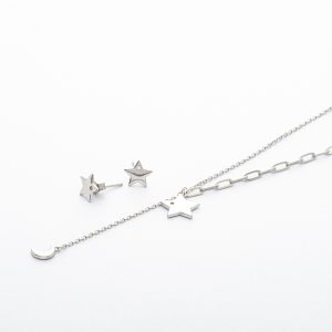 Conjunto collar y aros estrella plata 925 en 3,4gr Brilho
