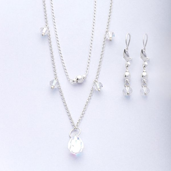 Conjunto collar lagrima swarovski y aros aretes Brilho