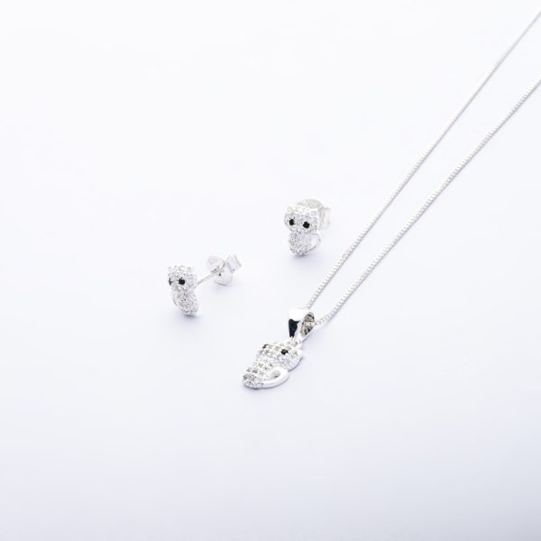 Conjunto gatitos dije y aros topo micro circones Brilho