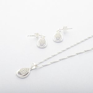 Conjunto dije colgante y aros topo lagrima de 2,7gr Brilho