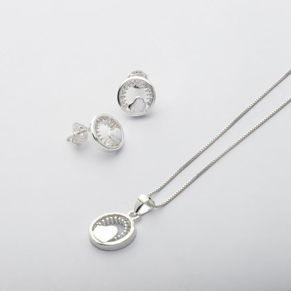 Conjunto dije y colgante y aros topo de 3,9gr de plata Brilho