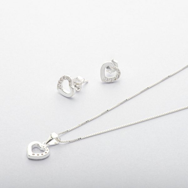 Conjunto dije colgante y aros topo de 2,4 gramos Brilho