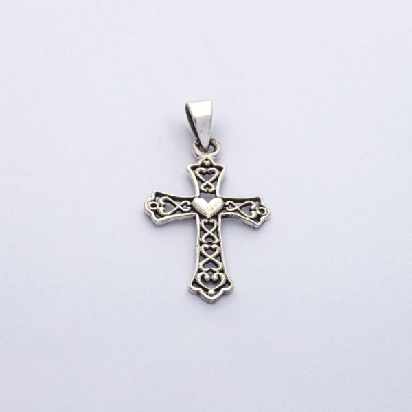 Dije colgante de cruz de plata italiana solida de 1,9gr Brilho