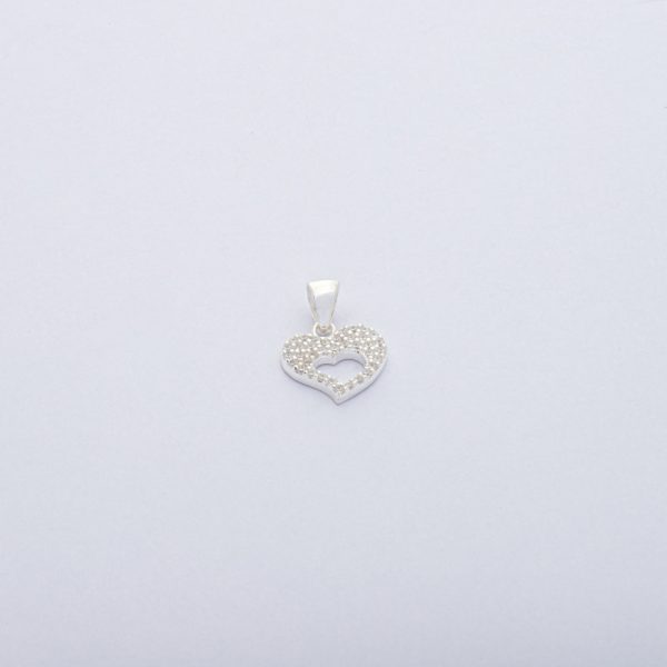Dije colgante corazón con micro circones en 0,8gr Brilho