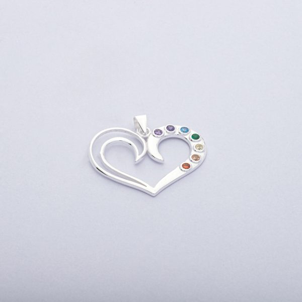 Dije colgante corazón y circones de colores en 2,2gr Brilho
