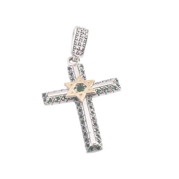 Dije colgante cruz estrella de david de 5,9 gramos Brilho