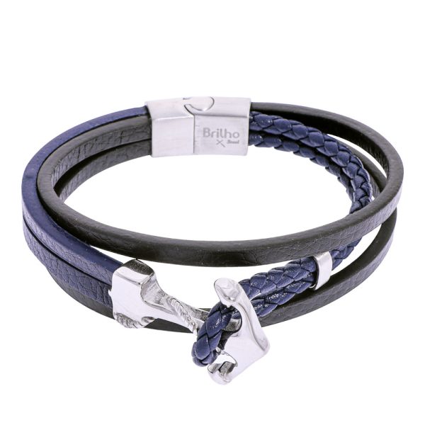 Pulsera ancla de barco en cuero ecológico Brilho
