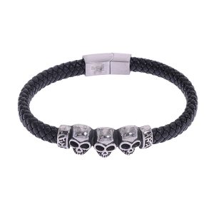 Pulsera triple calavera de acero quirúrgico 316 Brilho.