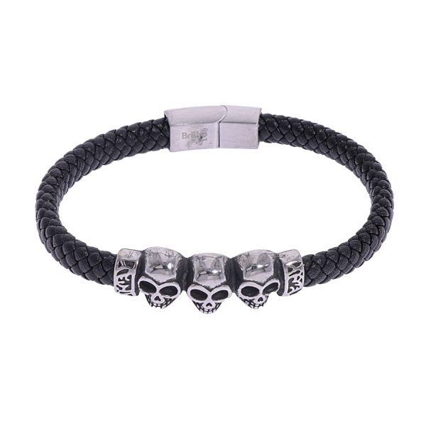 Pulsera triple calavera de acero quirúrgico 316 Brilho.