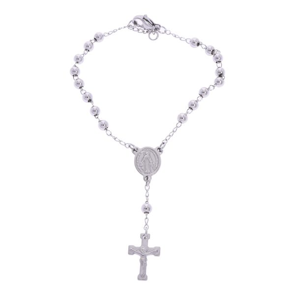 Pulsera denario virgen maría de acero 316 Brilho