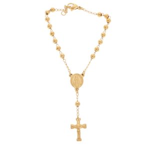 Pulsera virgen maría de acero con oro gold filled Brilho