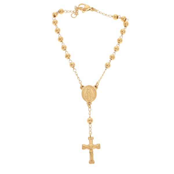 Pulsera virgen maría de acero con oro gold filled Brilho