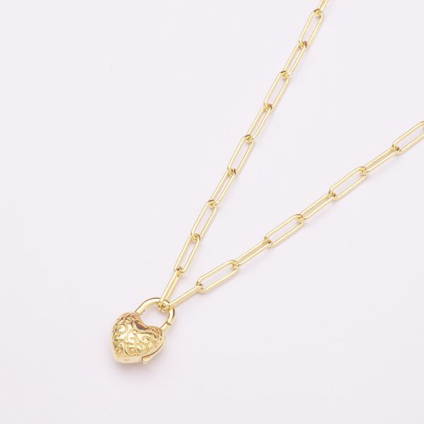 Collar de Plata Italiana 925. Diseño: Collar Corazón con Baño en Oro. Largo de 40cm. SKU: PCO0920019-ORO Brilho.