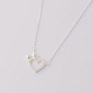 Collar de Plata Italiana 925. Diseño: Corazón Micro Circón y Osito. Peso de 2,0 Gramos. Largo de 40cm. SKU: PCO1020023-2,0GR Brilho