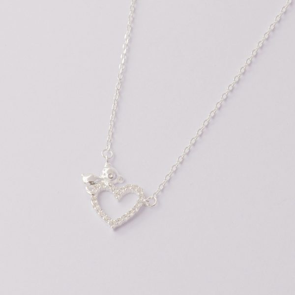 Collar de Plata Italiana 925. Diseño: Corazón Micro Circón y Osito. Peso de 2,0 Gramos. Largo de 40cm. SKU: PCO1020023-2,0GR Brilho