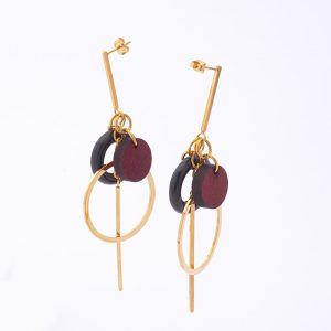 Aros Aretes. Diseño: Figuras Geometricas. Acero Inoxidable 316. SKU: AAT0210100 Brilho.