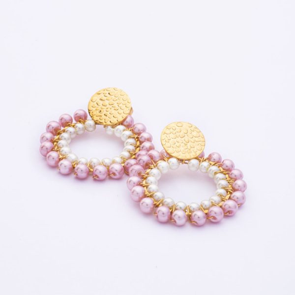 Aros Aretes. Enchape en Oro 18k. Perlas Ecológicas. En 3 Colores; ROSADO, AZUL MARINO Y CELESTE. SKU; AZUL MARINO: GAT0116596-5 | ROSADO: GAT0116596-6 | CELESTE: GAT0116596-7 Brilho.