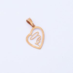 Dije Colgante Color: Cobre Diseño: Corazón y Virgen María. Alto: 1,6cm Ancho: 1cm SKU: GDJ0112001 Brilho