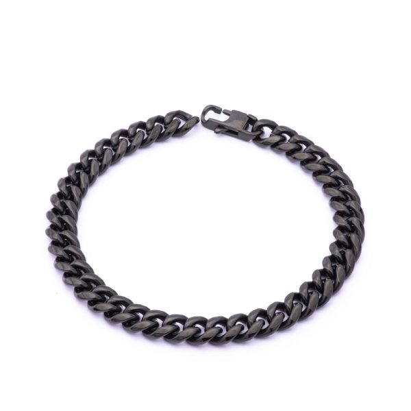 Pulsera Acero Quirúrgico 316. Tejido Grumet. Largo: 22cm. Ancho: 7mm Color: Negro. SKU: APU0112014 Brilho