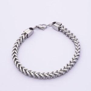 Pulsera Grumet Cuadrada. Acero Quirúrgico 316. Largo: 22cm Ancho: 5mm SKU: APU0220053 Brilho.