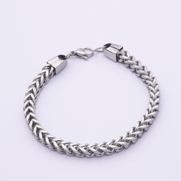 Pulsera Grumet Cuadrada. Acero Quirúrgico 316. Largo: 22cm Ancho: 5mm SKU: APU0220053 Brilho.