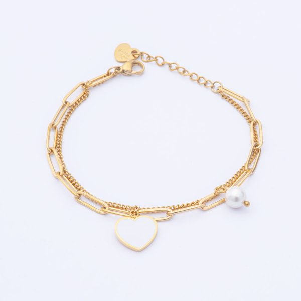 Pulsera de Dama con Oro 18k. Acero Quirúrgico 316. Baño en Oro Gold Filled de 18k. Largo 16cm Pulseras Tejido Grumet y Tradicional. SKU: APU0910009 Brilho.