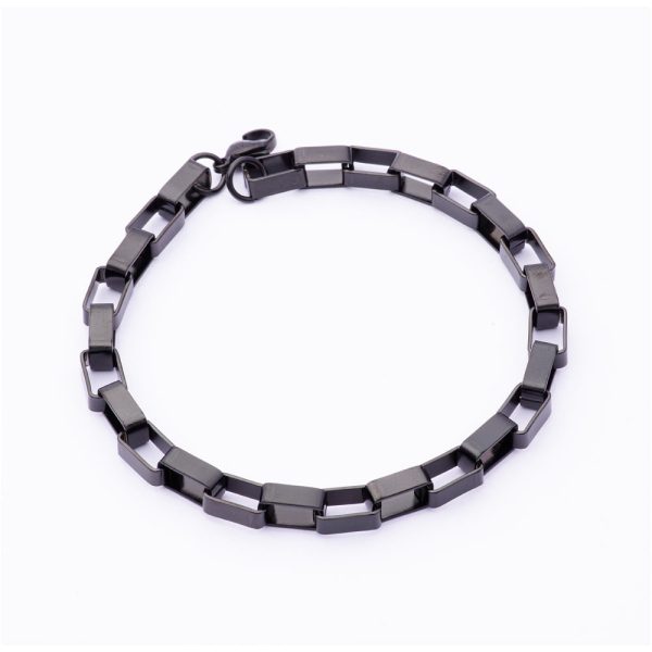 Pulsera Limada Cuadrada. Acero Quirúrgico 316. Esmalte Multiadherente. Color Negro. Largo 22cm. Ancho 5mm. SKU: APU0210009-03 Brilho.