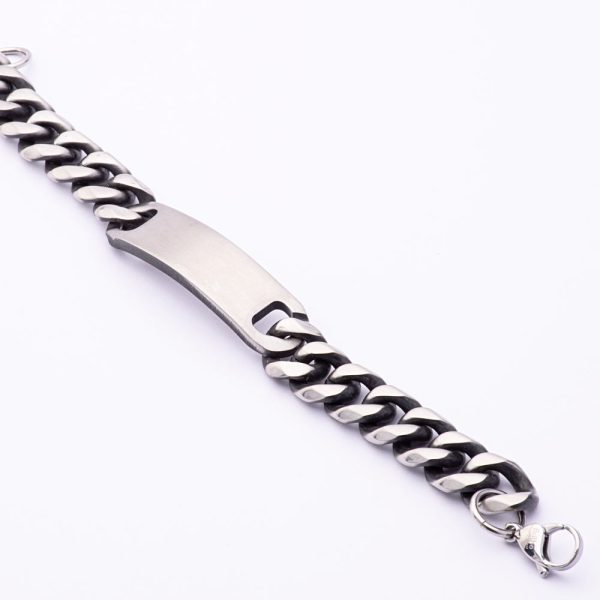 Pulsera Piocha en Acero Quirúrgico 316. Piocha Envejecida. Genero: Masculino. Tejido: Cubano. Largo: 22cm Ancho: 1,5cm SKU: APU0420000. Brilho.