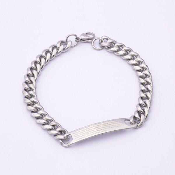 Pulsera Piocha Grumet. Acero Quirúrgico 316. Texto Sagrado: Padre Nuestro. Largo: 21cm. Ancho: 7mm. SKU: APU0922002-03 Brilho.