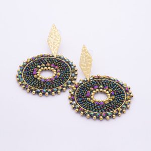 Aros aretes enchape en oro mostacilla Brilho