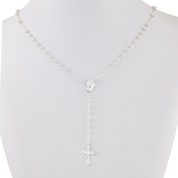 Rosario Virgen Niña. Cruz de Jesucristo. Plata Italiana 925. Medidas de 45cm. Peso de 6.3 Gramos. SKU: pcm0122006-45cm-V-N Brilho.
